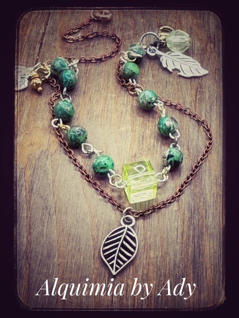 Bohemian green turquoise bracelet + Layered + Charms
